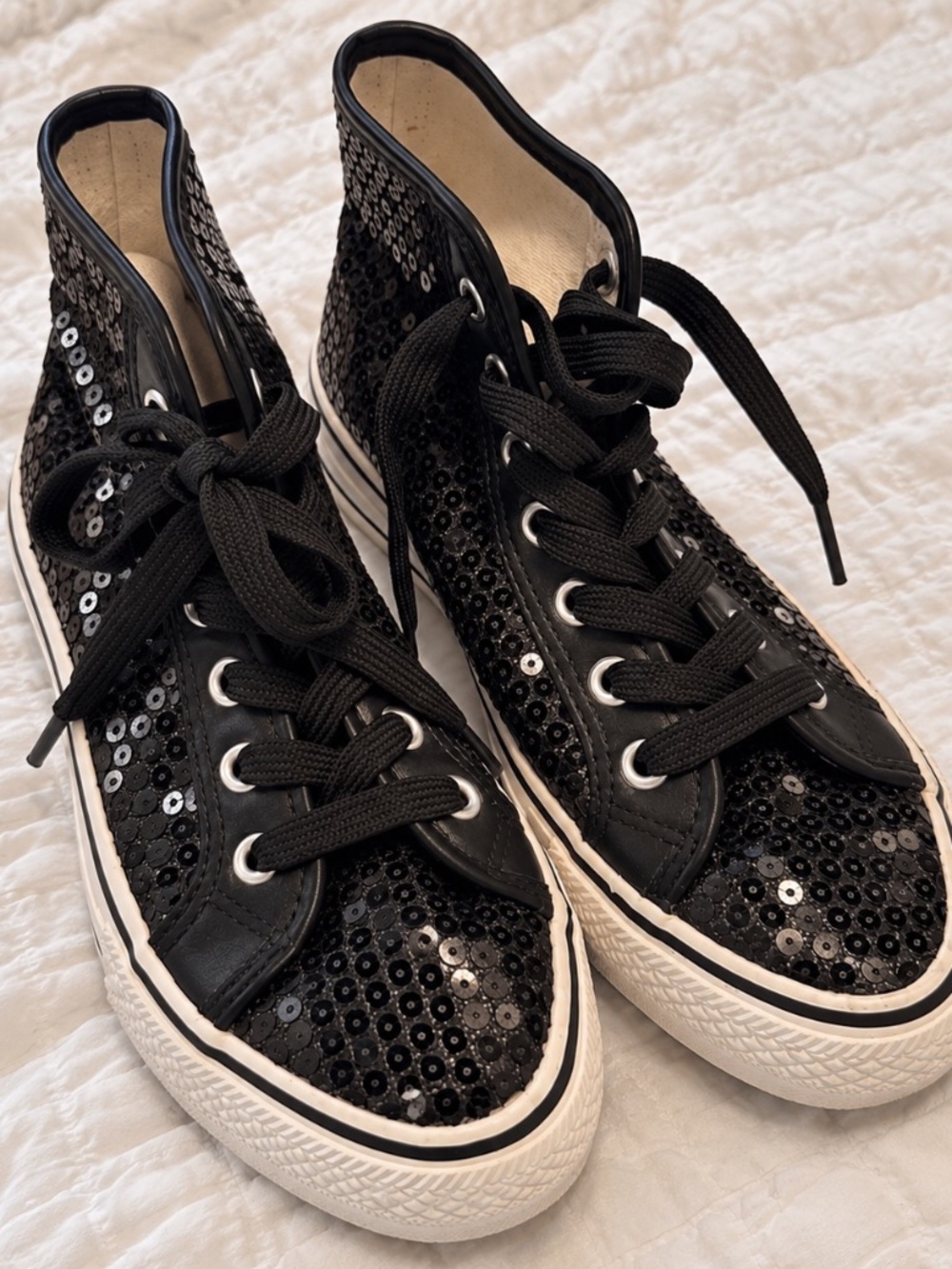 Balera black sequin high top sneakers women’s 9
